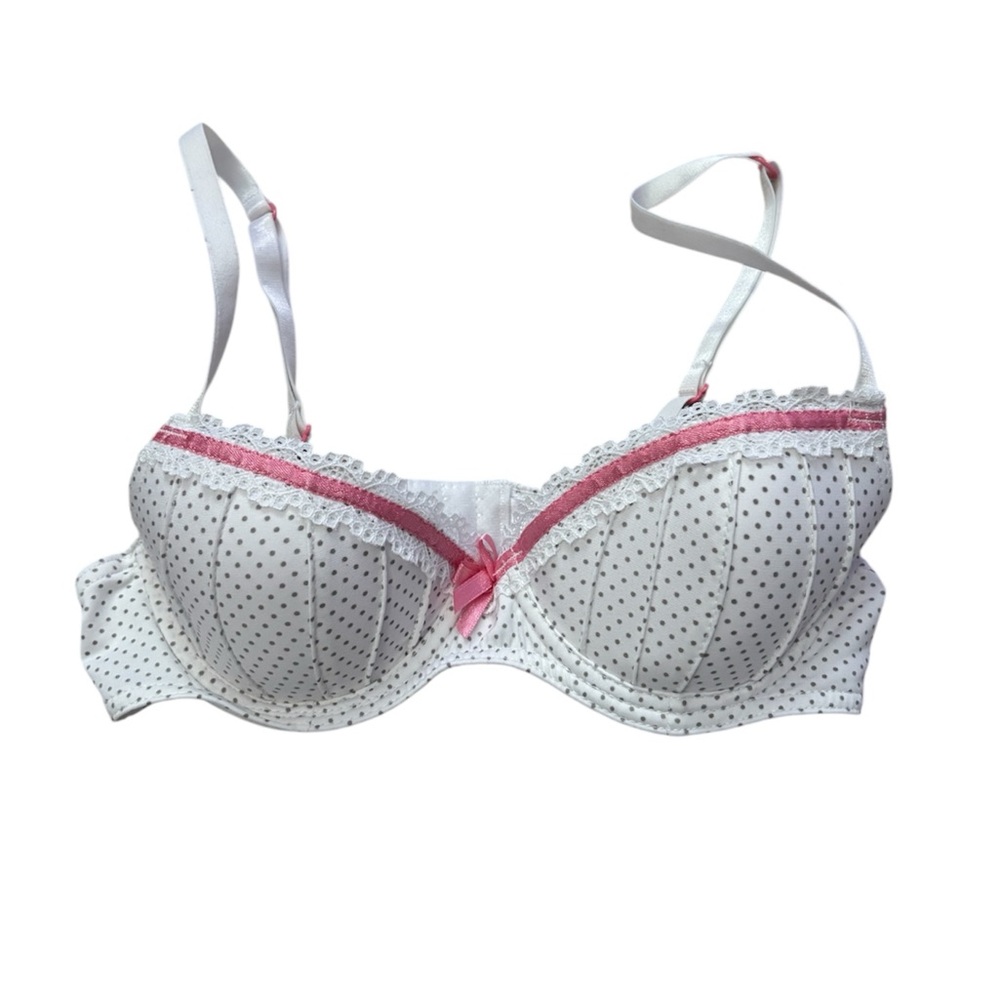 Coquette Polka Dot Lace Trim Bra